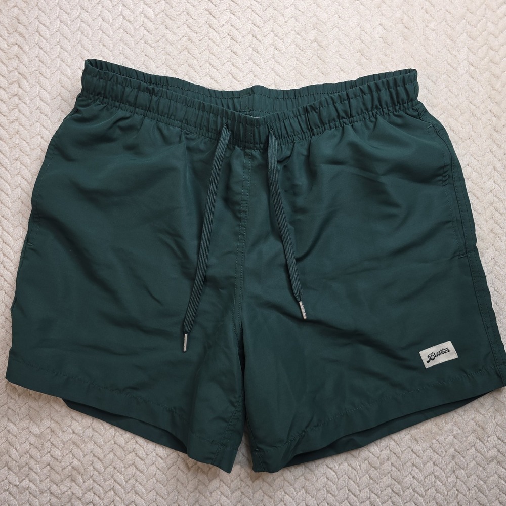 Bather Mens Dark Green Recycled Swim Trunks Mesh Lined Board Shorts S P